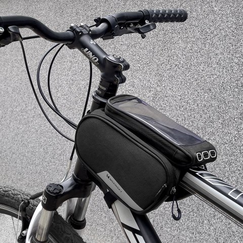 Torba rowerowa na ramę + odczepiany pokrowiec na telefon do 6.5" 1.5l czarna Torba rowerowa na ramę + odczepiany pokrowiec na telefon do 6.5" 1.5l czarna