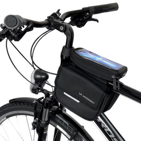 Torba rowerowa na ramę sakwa na rower wodoodporne etui na telefon 1.5l czarny Torba rowerowa na ramę sakwa na rower wodoodporne etui na telefon 1.5l czarny