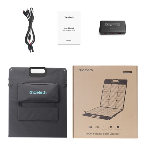 Ładowarka solarna soneczna 200W przenośny panel słoneczny czarny Ładowarka solarna soneczna 200W przenośny panel słoneczny czarny