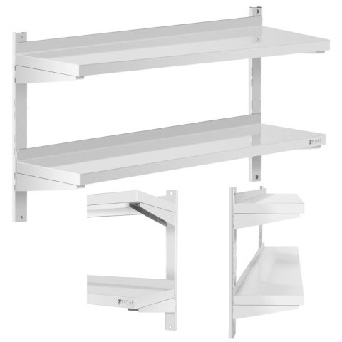 Półka ścienna wisząca gastronomiczna podwójna z regulacją STAL 100 x 30 cm Półka ścienna wisząca gastronomiczna podwójna z regulacją STAL 100 x 30 cm