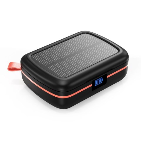 Słuchawki bezprzewodowe TWS wodoodporne z ładowarką solarną i powerbankiem 2500mAh czarny Słuchawki bezprzewodowe TWS wodoodporne z ładowarką solarną i powerbankiem 2500mAh czarny