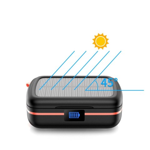 Słuchawki bezprzewodowe TWS wodoodporne z ładowarką solarną i powerbankiem 2500mAh czarny Słuchawki bezprzewodowe TWS wodoodporne z ładowarką solarną i powerbankiem 2500mAh czarny