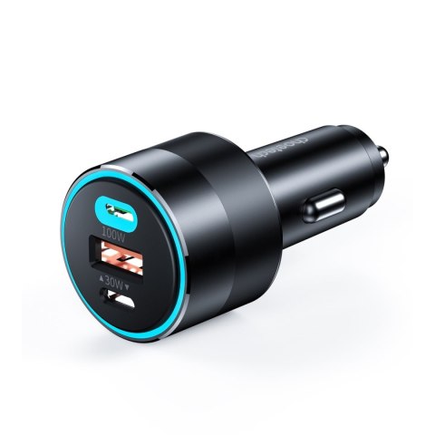 Szybka ładowarka samochodowa 130W 2xUSB-C + USB-A czarny Szybka ładowarka samochodowa 130W 2xUSB-C + USB-A czarny