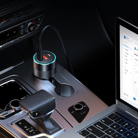 Szybka ładowarka samochodowa 130W 2xUSB-C + USB-A czarny Szybka ładowarka samochodowa 130W 2xUSB-C + USB-A czarny