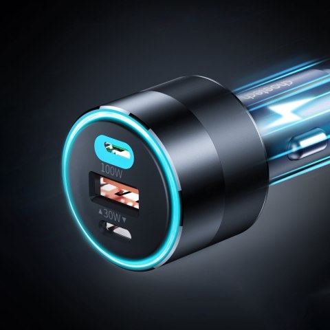 Szybka ładowarka samochodowa 130W 2xUSB-C + USB-A czarny Szybka ładowarka samochodowa 130W 2xUSB-C + USB-A czarny