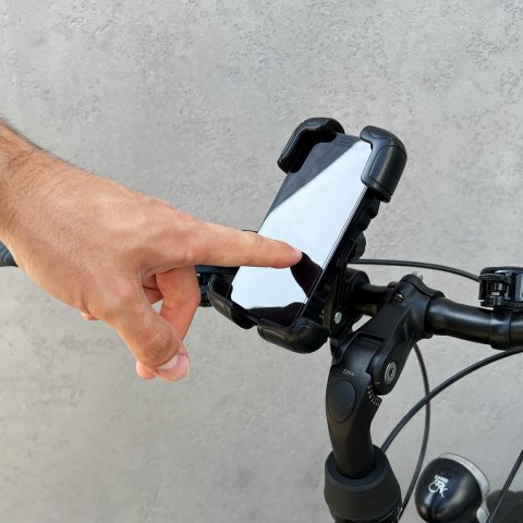 Mocny uchwyt na telefon na kierownicę roweru motocykla hulajnogi czarny Mocny uchwyt na telefon na kierownicę roweru motocykla hulajnogi czarny