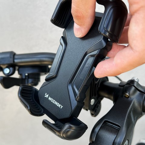 Mocny uchwyt na telefon na kierownicę roweru motocykla hulajnogi czarny Mocny uchwyt na telefon na kierownicę roweru motocykla hulajnogi czarny