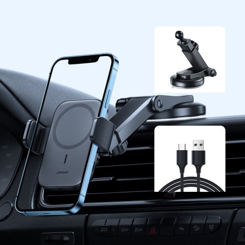 Uchwyt na telefon do samochodu z ładowarką indukcyjną Qi 15W MagSafe na deskę rozdzielczą Uchwyt na telefon do samochodu z ładowarką indukcyjną Qi 15W MagSafe na deskę rozdzielczą