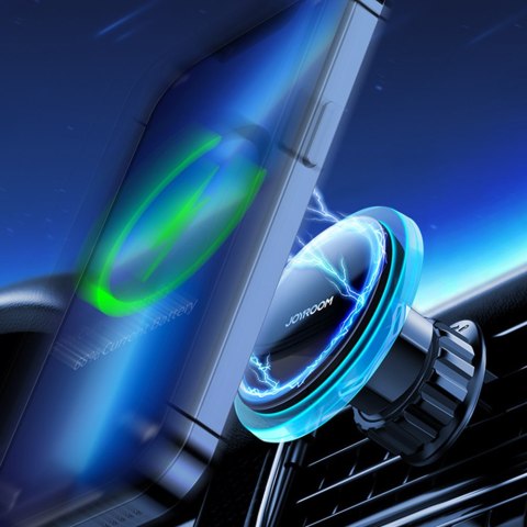Uchwyt samochodowy do telefonu z ładowarką indukcyjną Qi 15W MagSafe na kratkę srebrny Uchwyt samochodowy do telefonu z ładowarką indukcyjną Qi 15W MagSafe na kratkę srebrny