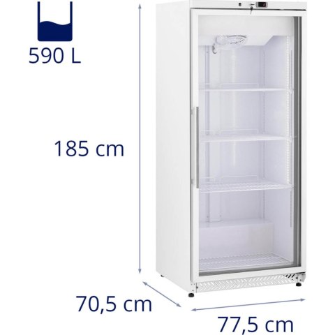 Lodówka chłodziarka gastronomiczna przeszklona 4 półki 590 l 228 W Lodówka chłodziarka gastronomiczna przeszklona 4 półki 590 l 228 W