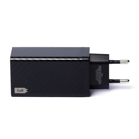 Ładowarka GaN 65W z portami USB USB-C QC 3.0 PD czarna Ładowarka GaN 65W z portami USB USB-C QC 3.0 PD czarna