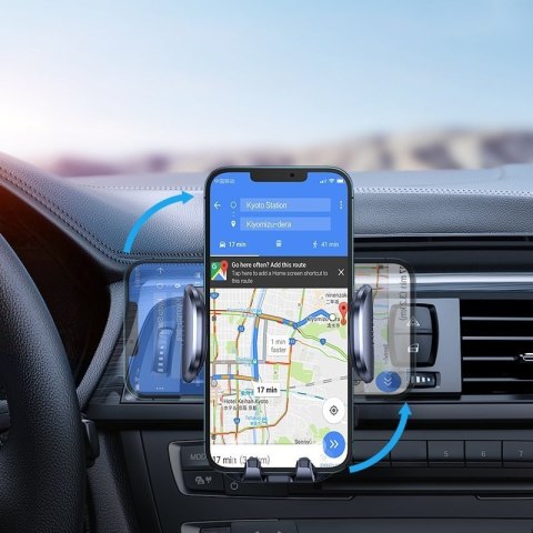 Samochodowy uchwyt do telefonu na kratkę ładowarka Qi 15W czarny Samochodowy uchwyt do telefonu na kratkę ładowarka Qi 15W czarny