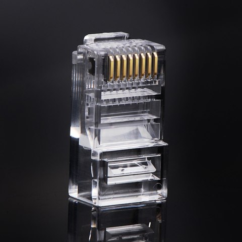 Wtyczka końcówka skrętki RJ45 8P8C UTP Cat. 5 5e przezroczysty 100szt. Wtyczka końcówka skrętki RJ45 8P8C UTP Cat. 5 5e przezroczysty 100szt.
