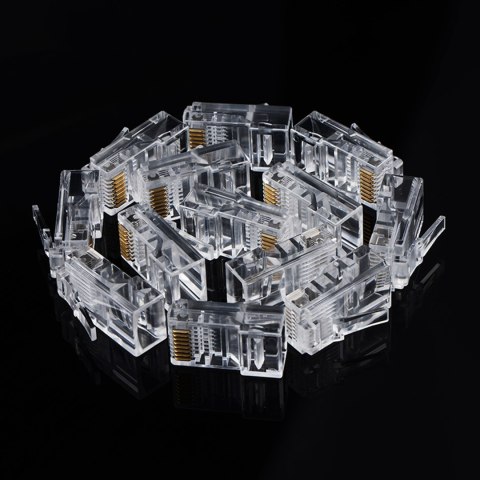 Wtyczka końcówka skrętki RJ45 8P8C UTP Cat. 5 5e przezroczysty 100szt. Wtyczka końcówka skrętki RJ45 8P8C UTP Cat. 5 5e przezroczysty 100szt.