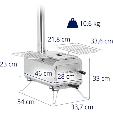 Piec namiotowy turystyczny przenośny do ogrzewania i gotowania komora 460 x 280 x 231 mm - srebrny Piec namiotowy turystyczny przenośny do ogrzewania i gotowania komora 460 x 280 x 231 mm - srebrny