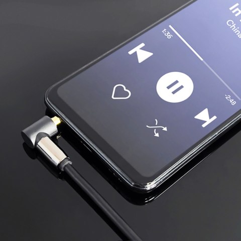 Kabel AUX kątowy męski-męski kabel mini jack 1.5m czarny Kabel AUX kątowy męski-męski kabel mini jack 1.5m czarny