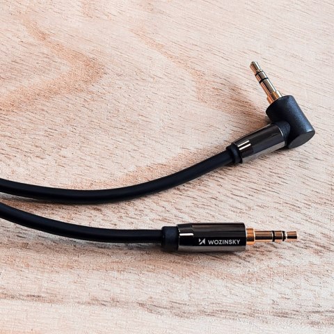 Kabel AUX kątowy męski-męski kabel mini jack 1.5m czarny Kabel AUX kątowy męski-męski kabel mini jack 1.5m czarny