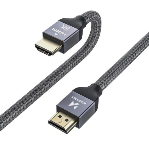 Kabel przewód HDMI 2.1 8K 60 Hz 48 Gbps 4K 120 Hz 2K 144 Hz 1 m srebrny Kabel przewód HDMI 2.1 8K 60 Hz 48 Gbps 4K 120 Hz 2K 144 Hz 1 m srebrny