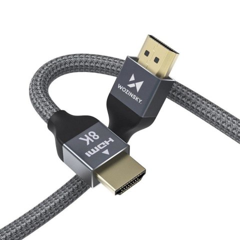 Kabel przewód HDMI 2.1 8K 60 Hz 48 Gbps 4K 120 Hz 2K 144 Hz 1 m srebrny Kabel przewód HDMI 2.1 8K 60 Hz 48 Gbps 4K 120 Hz 2K 144 Hz 1 m srebrny