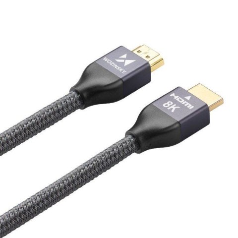 Kabel przewód HDMI 2.1 8K 60 Hz 48 Gbps 4K 120 Hz 2K 144 Hz 1 m srebrny Kabel przewód HDMI 2.1 8K 60 Hz 48 Gbps 4K 120 Hz 2K 144 Hz 1 m srebrny