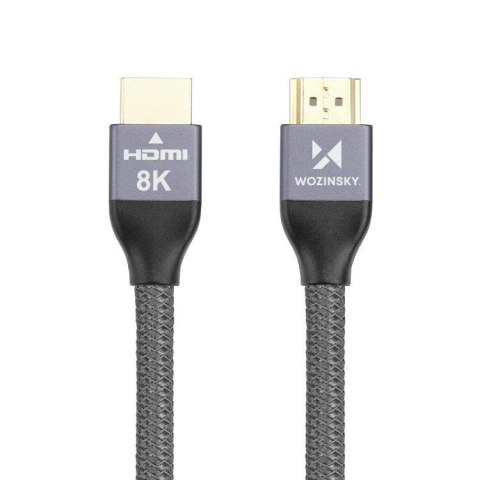 Kabel przewód HDMI 2.1 8K 60 Hz 48 Gbps 4K 120 Hz 2K 144 Hz 1 m srebrny Kabel przewód HDMI 2.1 8K 60 Hz 48 Gbps 4K 120 Hz 2K 144 Hz 1 m srebrny