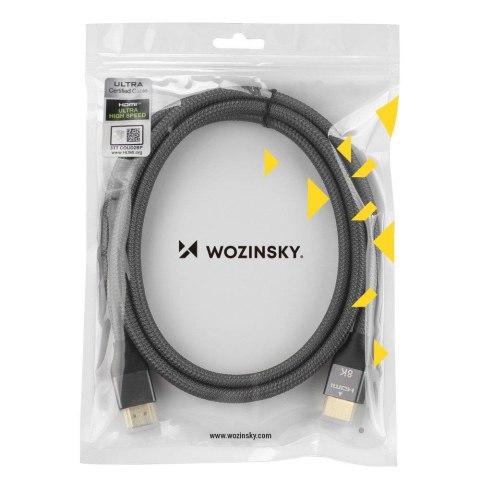 Kabel przewód HDMI 2.1 8K 60 Hz 48 Gbps 4K 120 Hz 2K 144 Hz 1 m srebrny Kabel przewód HDMI 2.1 8K 60 Hz 48 Gbps 4K 120 Hz 2K 144 Hz 1 m srebrny