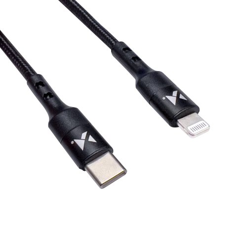 Kabel przewód USB-C Iphone Lightning Power Delivery 18W 2m czarny Kabel przewód USB-C Iphone Lightning Power Delivery 18W 2m czarny