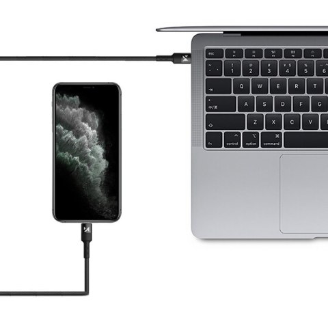 Kabel przewód USB-C Iphone Lightning Power Delivery 18W 2m czarny Kabel przewód USB-C Iphone Lightning Power Delivery 18W 2m czarny