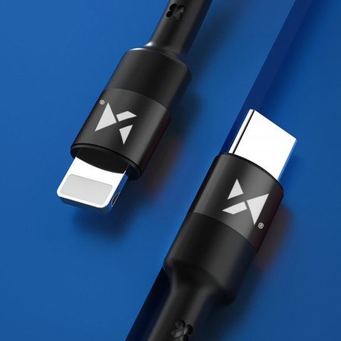 Kabel przewód USB-C Iphone Lightning Power Delivery 18W 2m czarny Kabel przewód USB-C Iphone Lightning Power Delivery 18W 2m czarny