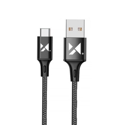 Mocny kabel przewód w oplocie USB USB-C 2.4A 2m czarny Mocny kabel przewód w oplocie USB USB-C 2.4A 2m czarny
