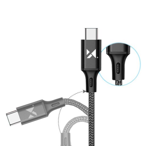 Mocny kabel przewód w oplocie USB USB-C 2.4A 2m czarny Mocny kabel przewód w oplocie USB USB-C 2.4A 2m czarny
