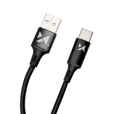 Mocny kabel przewód w oplocie USB USB-C 2.4A 2m czarny Mocny kabel przewód w oplocie USB USB-C 2.4A 2m czarny