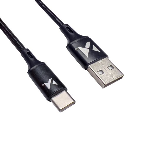 Mocny kabel przewód w oplocie USB USB-C 2.4A 2m czarny Mocny kabel przewód w oplocie USB USB-C 2.4A 2m czarny