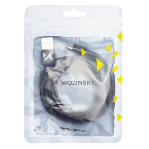 Mocny kabel przewód w oplocie USB USB-C 2.4A 2m czarny Mocny kabel przewód w oplocie USB USB-C 2.4A 2m czarny
