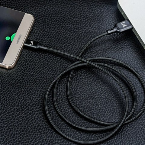 Mocny kabel przewód w oplocie USB USB-C 2.4A 2m czarny Mocny kabel przewód w oplocie USB USB-C 2.4A 2m czarny