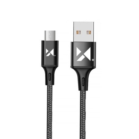 Mocny kabel przewód w oplocie USB microUSB 2.4A 1m czarny Mocny kabel przewód w oplocie USB microUSB 2.4A 1m czarny