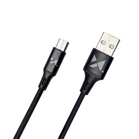 Mocny kabel przewód w oplocie USB microUSB 2.4A 1m czarny Mocny kabel przewód w oplocie USB microUSB 2.4A 1m czarny