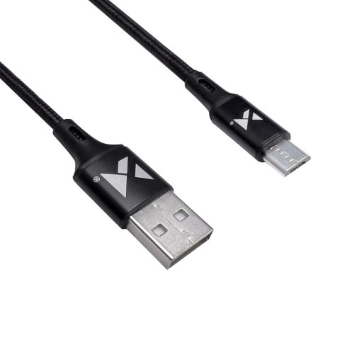 Mocny kabel przewód w oplocie USB microUSB 2.4A 1m czarny Mocny kabel przewód w oplocie USB microUSB 2.4A 1m czarny