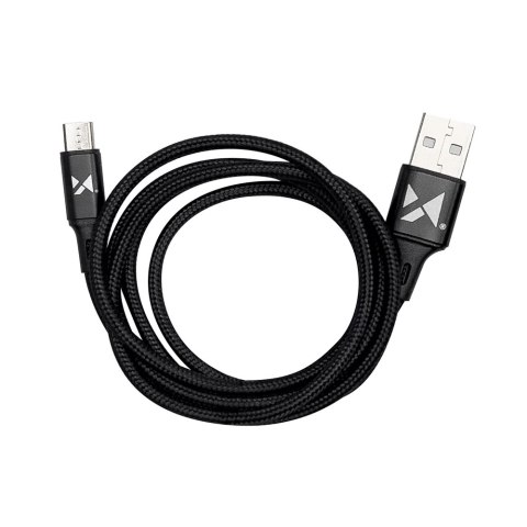 Mocny kabel przewód w oplocie USB microUSB 2.4A 1m czarny Mocny kabel przewód w oplocie USB microUSB 2.4A 1m czarny