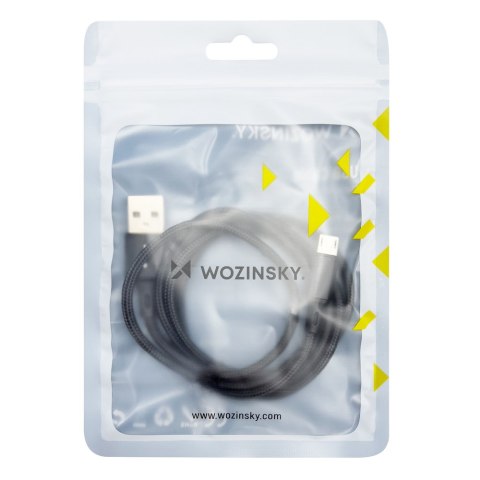 Mocny kabel przewód w oplocie USB microUSB 2.4A 1m czarny Mocny kabel przewód w oplocie USB microUSB 2.4A 1m czarny