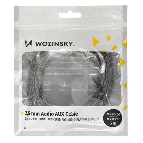 Przedłużacz mini jack żeński-męski przedłużka AUX 5m czarny Przedłużacz mini jack żeński-męski przedłużka AUX 5m czarny