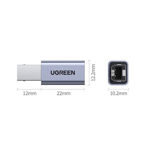 Adapter przejściówka wtyczka z USB-C do USB-B do drukarki dysku - szary Adapter przejściówka wtyczka z USB-C do USB-B do drukarki dysku - szary