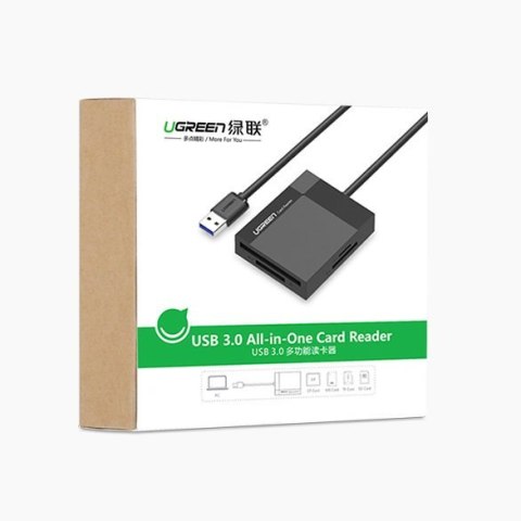 Czytnik kart pamięci SD / micro SD / CF / MS wtyczka USB 3.0 - czarny Czytnik kart pamięci SD / micro SD / CF / MS wtyczka USB 3.0 - czarny