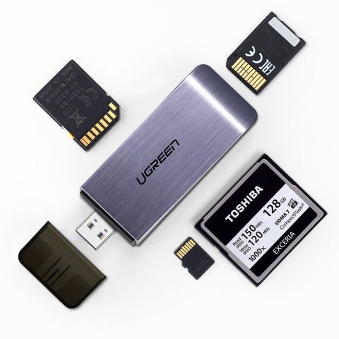 Czytnik kart pamięci SD / micro SD / CF / MS wtyczka USB 3.0 - szary Czytnik kart pamięci SD / micro SD / CF / MS wtyczka USB 3.0 - szary