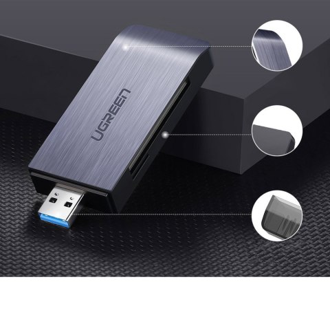 Czytnik kart pamięci SD / micro SD / CF / MS wtyczka USB 3.0 - szary Czytnik kart pamięci SD / micro SD / CF / MS wtyczka USB 3.0 - szary