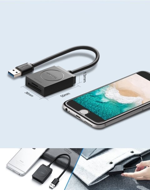 Czytnik kart pamięci SD / micro SD wtyczka USB 3.0 15cm - czarny Czytnik kart pamięci SD / micro SD wtyczka USB 3.0 15cm - czarny