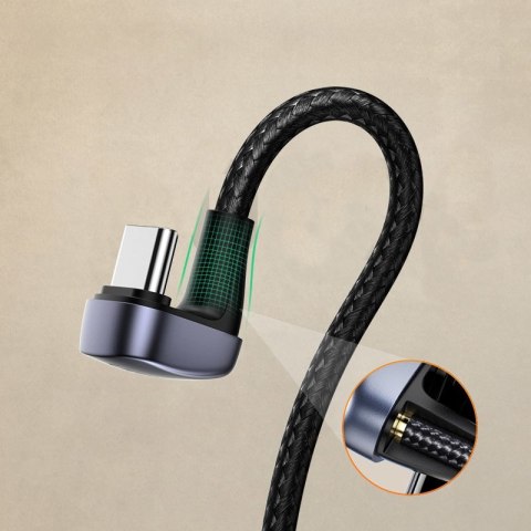 Kabel przewód kątowy USB - USB-C dla graczy QC AFC FCP 1m - szary Kabel przewód kątowy USB - USB-C dla graczy QC AFC FCP 1m - szary