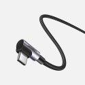 Kabel przewód kątowy z bocznym wtykiem USB-C na USB-C Quick Charge 1m - szary