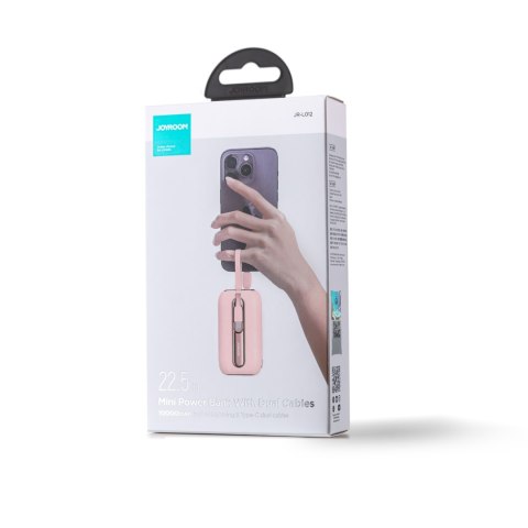 Powerbank 10000mAh Colorful Series 22.5W z kablami USB-C i Iphone Lightning różowy Powerbank 10000mAh Colorful Series 22.5W z kablami USB-C i Iphone Lightning różowy