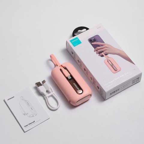 Powerbank 10000mAh Colorful Series 22.5W z kablami USB-C i Iphone Lightning różowy Powerbank 10000mAh Colorful Series 22.5W z kablami USB-C i Iphone Lightning różowy